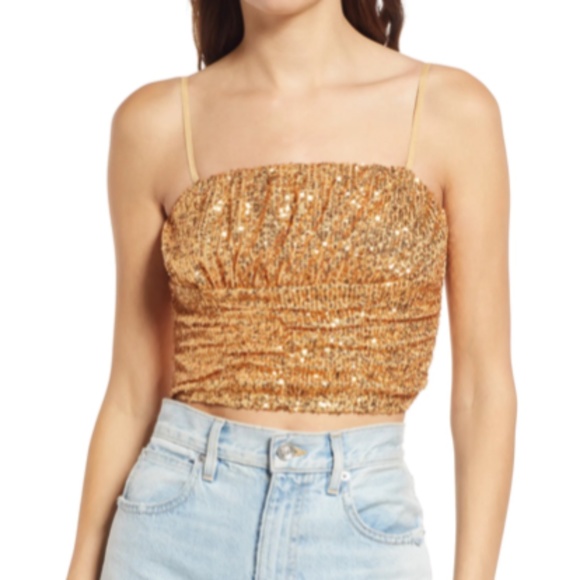 Free People Nwt Sequin Crop Top gypsy goddess date night - Picture 1 of 9